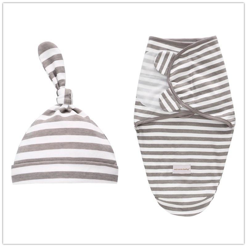 Baby Swaddle Blanket With Cap For Newborn Wrap Cotton Swaddling Bag Baby Envelope Sleep sack  Blanket .